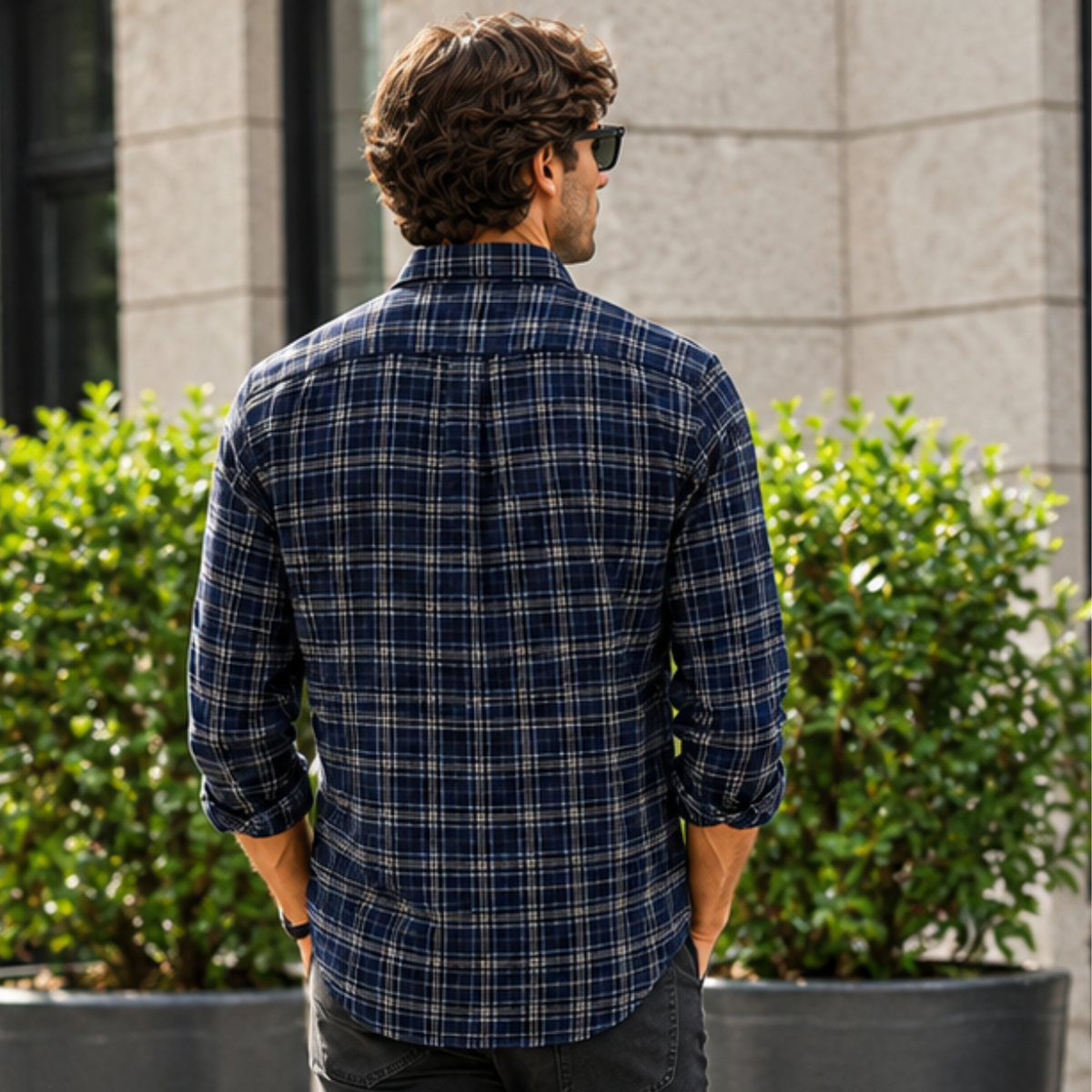 French Blue Check Shirt